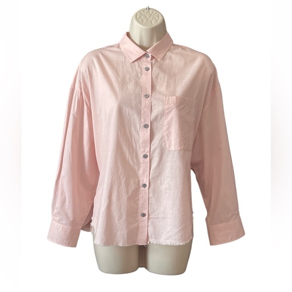 ATM Anthony Thomas Melillo Crosshatch Cotton Button-Down Shirt LARGE Pink Raw - Picture 2 of 11